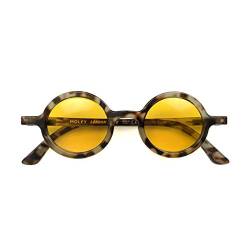 LONDON MOLE Eyewear | Moley Sonnenbrille | Runde Brille | Modemarke | UV400 Schutz | Herren Damen Unisex | Federscharniere |, Retro (schildpatt und gelb) von LONDON MOLE