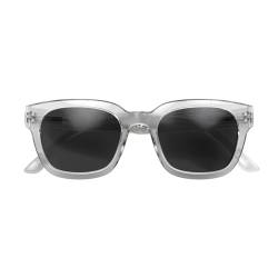 LONDON MOLE Eyewear - Tricky Sonnenbrille - Rechteckige Sonnenbrille - Modemarke - UV400 Schutz - Cool Sonnenbrille - Federscharniere - Transparent - Schwarze Linse von LONDON MOLE