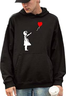 Banksy Hoodie Ballon Mädchen Unisex Hoodie Wandkunst Street Graffiti Art, Schwarz , XL von LONDON RAINBOW NOTTING HILL