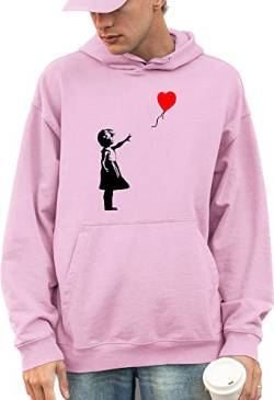 Banksy Hoodie Ballon Mädchen Unisex Hoodie Wandkunst Street Graffiti Art, rose, XXXL von LONDON RAINBOW NOTTING HILL