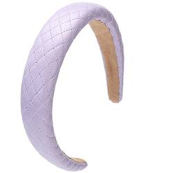 LONEEDY 4,3 cm Leder Hartes Stirnband Breites Stirnband Gepolstertes Stirnband Haarband für Frauen (Quadratisch Flieder) von LONEEDY