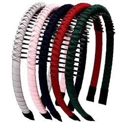 LONEEDY 5 Stück Zahnkamm-Stirnband, mehrfarbig, rutschfeste Stirnbänder für Frauen und Mädchen,bleibt flexibles Haarband mit Zähnen zum Waschen von Gesichts-Make-up (gemischte Farbe 02) von LONEEDY