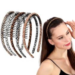 LONEEDY 5 Stück Zahnkamm-Stirnband, mehrfarbig, rutschfeste Stirnbänder für Frauen und Mädchen,bleibt flexibles Haarband mit Zähnen zum Waschen von Gesichts-Make-up (gemischte Farbe 05) von LONEEDY
