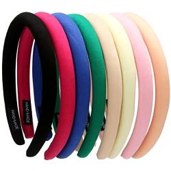 LONEEDY 8 Stück 2,5 cm breite PU-Leder-Haarbänder, Anti-Rutsch-Stirnband, Haar-Accessoires für Mädchen und Frauen (gemischte Farben) von LONEEDY