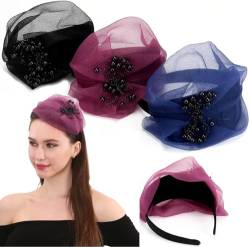 LONEEDY Fascinator, halbe Baskenmütze, Stirnband für Damen, niedliches und elegantes Haarband für Mädchen, Tanzparty, Haarschmuck (Mixed Colors 2) von LONEEDY