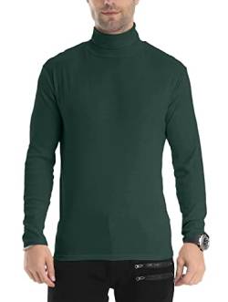 Herren Slim Fit Leicht Langarm Pullover Top Rollkragen T-Shirt, dunkelgrün, Groß von LONGBIDA