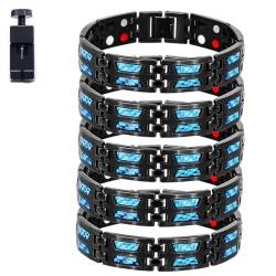 Noruion Far-Infrarot-Ionen-Armband, Noruion Far Infrared Ionizer Wristband, Magnetarmband Magnetbänder Für Herren Herrenarmband Längenverstellbar Mit, Titanium Power Magnetic Bracelet (5pcs) von LONGTO