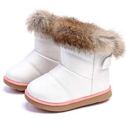 LONGWEI Baby Mädchen Schneestiefel Kinder Stiefel Warmes Futter Weiche Baby Boots(21 EU/Etikettengröße 22,Weiß) von LONGWEI