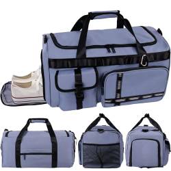 LONHCHI Sporttasche Reisetasche für Damen Herren Groß Sporttasche mit Schuhfach&Nassfach Gym Bag Travel Bag Schwimmtasche Übernachtung Weekender (blau) von LONHCHI