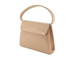 LONI Clutch/Umhängetasche, Patent handgefertigt in Großbritannien, Beige - Nude Taupe Beige - Größe: Small von LONI