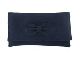 LONI Damen Clutch Abend Hochzeit Tasche in Kunst Wildleder in Marine Blau von LONI