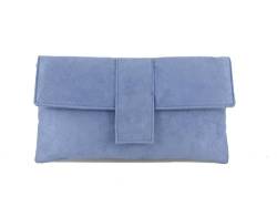 LONI Elegante Clutch aus Velourslederimitat, Lavendel, Blauglocke, M, Clutches von LONI