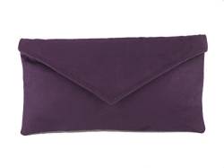 LONI Neat Umschlag Faux Wildleder Clutch Bag/Schultertasche in Cadbury's lila von LONI