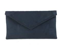 LONI Neat Umschlag Faux Wildleder Clutch Bag/Schultertasche in Dunkel Blau Marine von LONI