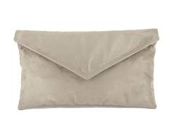 LONI Neat Umschlag Faux Wildleder Clutch Bag/Schultertasche in maus pilz taupe von LONI