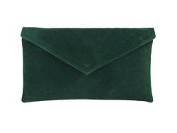 LONI Neat Umschlag Faux Wildleder Clutch Bag/Schultertasche in waldgrün dunkel grün von LONI