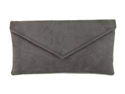 Loni Neat Umschlag Faux Wildleder Clutch Bag/Schultertasche in anthrazit grau von LONI