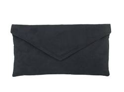 Loni Neat Umschlag Faux Wildleder Clutch Bag/Schultertasche in schwarz von LONI
