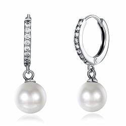 1 Paar Perlenohrringe Damen 925 Sterling Silber Set Perlenohrringe Baumeln Damen Mädchen Schmuck Geschenke von LONSVTTU