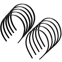 10 Stück Kunststoff Ebene Stirnband Dünne Stirnbänder mit Zahnkamm DIY Haarschmuck Schwarzer Haarband Reifen für Frauen, Mädchen und Männer, 8 mm und 12 mm von LONSVTTU
