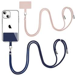 2pcs Universal Handykette geeignet für alle Smartphones Handy Umhängeband Halsband Umhängen Handschlaufe Handyband passend für alle Standard Handyhülle -blau + rosa von LONSVTTU