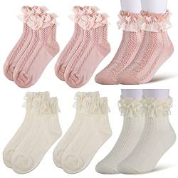 6 Paare Mädchen Rüschen Socken Baby Mädchen Spitze Socken Rüschen Knöchel Socken von LONSVTTU