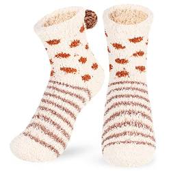 Flauschige Socken aus Korallen-Fleece, flauschige Socken für den Winter, flauschige Bettsocken für Damen, warme gemütliche Socken, thermische weiche, bequeme Socken, dicke Crew-Socken, Plüsch-Slipper von LONSVTTU