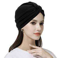 Beanie Mütze Damen Turban Mütze Baumwolle Atmungsaktiv Bandana Hut Muslimisch Kopftuch Elastisch Schlafmütze Headwrap Kreuzform Turban Hut Einfarbig Beanie Kopfbedeckung für Haarverlust Schalf Muslim von LONTG