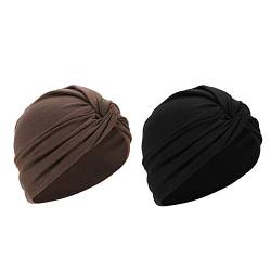 Beanie Mütze Damen Turban Mütze Baumwolle Atmungsaktiv Bandana Hut Muslimisch Kopftuch Elastisch Schlafmütze Headwrap Kreuzform Turban Hut Einfarbig Beanie Kopfbedeckung für Haarverlust Schalf Muslim von LONTG