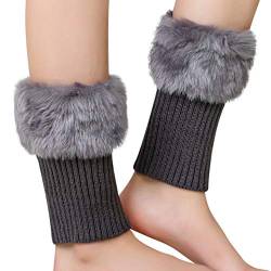 Beinwärmer Damen Kurze Stulpen Socken Winter Warme Stiefel Abdeckung Boot Cover Kunstfell Beinstulpen Strick Legwarmers Einfarbige Stiefelstulpen Gestrickte Stiefelsocken Frauen Bekleidungszubehör von LONTG