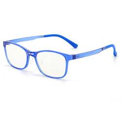 Brille ohne Sehstärke Junge Mädchen Anti-Blaulicht Computerbrille UV Schutz Blaulichtfilter Gläser PC TV Online-Unterricht Schutzbrille Kinder Nerdbrille Clear Lens Brillenfassung mit Brillenetui von LONTG