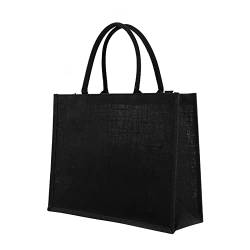 Jutetasche Damen Jute Shopper Tragbare Einkaufstasche Multifunktionale Handtasche Tragetasche Wiederverwendbarer Jutebeutel Waschbare Stofftasche Dauerhafter Stoffbeutel für Alltag Einkaufen Picknick von LONTG