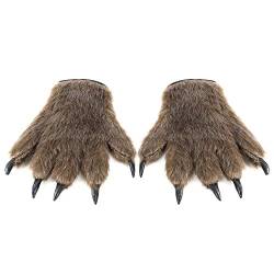 LONTG Halloween Werwolf Handschuhe Horror Tricky Wolf Gloves Cosplay Maskerade Kostüm Prop Cartoon Plüsch-Handschuhe Bärentatze Handschuhe Erwachsene Warme Fingerhandschuhe Halloween Kostüm Zubehör von LONTG