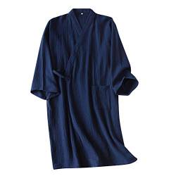 Schlafrock Kimono Herren Männer Pyjama Frühling Sommer Herbst Schlafanzug Baumwolle weich Gemütlich Lange Ärmel Sleepwear modern Schlafshirt Casual Morgenmantel Sleepshirt für Bad Schlafen zu Hause von LONTG