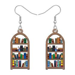 LONYOO Acryl Buch Ohrringe baumeln Schmuck lustig Bücherregal zurück zu Schule Geschenke für Lehrer Frauen Mädchen Kinder Charms (Bücherregal) von LONYOO