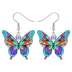 LONYOO Acryl Floral Schmetterling Ohrringe Dangle Drop Schmuck Schmetterling Geschenke für Frauen Mädchen Frühling Sommer Charms (Blau 299) von LONYOO