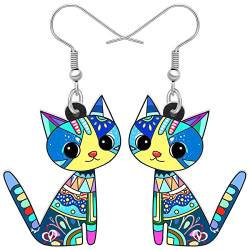 LONYOO Acryl Kätzchen Katze Ohrringe Dangle Anime Katze Schmuck für Mädchen Frauen Katze Geschenke (Blau) von LONYOO