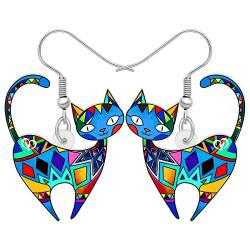 LONYOO Acryl Kätzchen Katze Ohrringe Dangle Anime Katze Schmuck für Mädchen Frauen Katze Geschenke (Blau 105) von LONYOO