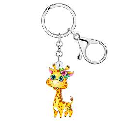 LONYOO Acryl Niedliche Giraffe Schlüsselanhänger Wallet Auto Schlüsselanhänger Ringe Anime Hirsch Giraffe Geschenke für Frauen Mädchen Charms (Gelb 134) von LONYOO