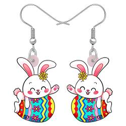 LONYOO Acryl Ostereier Kaninchen Hase Ohrringe Baumeln Cute Rabbits Schmuck Ostern Geschenke für Frauen Mädchen Charms (Mehrfarbig B) von LONYOO