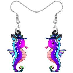 LONYOO Acryl niedlich Ozean Seepferdchen Ohrringe Dangle Neuheit Hippocampus Schmuck Ohrringe für Frauen Mädchen Trendy Geschenke (Lila 110) von LONYOO