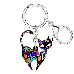 LONYOO Acryl niedlichen Kätzchen Katze Schlüsselanhänger Brieftasche Autoschlüssel Schlüsselanhänger Luckly Katze Geschenke für Katzenliebhaber Frauen Mädchen Charme Schlüsselring (Schwarz 145) von LONYOO