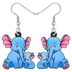 LONYOO Cute Anime Elefant Ohrringe Dangle Acryl Elefanten Schmuck für Frauen Mädchen Elefanten Geschenke (Blau 112) von LONYOO