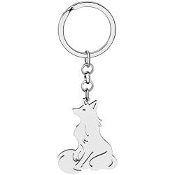 LONYOO Eleganter Fuchs Schlüsselanhänger Edelstahl Fuchs Geschenke für Frauen Mädchen Auto Schlüsselanhänger Charms (Versilbert) von LONYOO