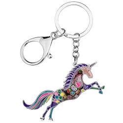 LONYOO Emaille Fantasie Pferd Einhorn Schlüsselanhänger Zinklegierung Autoschlüssel Brieftasche Schlüsselanhänger Einhorn Geschenke für Frauen Mädchen Schmuck (Lila) von LONYOO