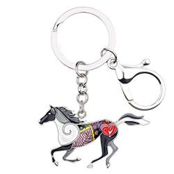 LONYOO Emaille Zinklegierung Running Pferd Schlüsselanhänger Auto Schlüssel Rucksack Schmuck Geschenke für Frauen Mädchen Charms (Schwarz) von LONYOO
