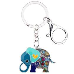 LONYOO Emaille niedlichen Elefanten Schlüsselanhänger Zinklegierung Auto Schlüssel Brieftasche Muttertag Elefanten Geschenke für Frauen Mama Mädchen Charms (Blau 487) von LONYOO