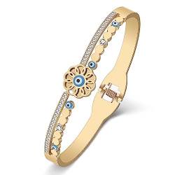 LONYOO Evil Eye Armbänder Edelstahl Armreif Charme 18K Gold Armbänder für Frauen Mädchen Geschenke Evil Eye Decor Schmuck (Vergoldet) von LONYOO