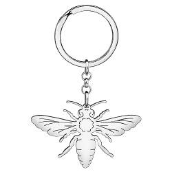 LONYOO Fliegender Honig Biene Schlüsselanhänger Edelstahl Biene Schlüsselanhänger Insekten Schmuck Geschenke für Frauen Mädchen Autoschlüssel Charms (Versilbert) von LONYOO