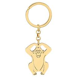 LONYOO Lustiger Afrika Gorilla Schlüsselanhänger Autoschlüssel Geldbeutel Schlüsselanhänger Schmuck Edelstahl Affe Geschenke für Frauen Mädchen Charms (Vergoldet) von LONYOO